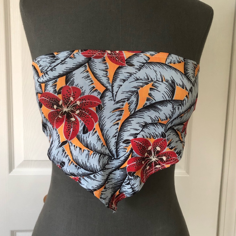 Topshop Tropical Floral Print Scarf Bandeau Top Size 4